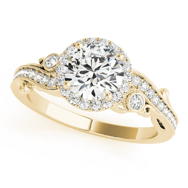 14K Yellow Gold 1 1/3 ct tw Halo Diamond Engagement Ring