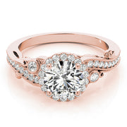18K Rose Gold 1 1/3 ct tw Halo Diamond Engagement Ring