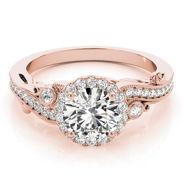 18K Rose Gold 1 1/3 ct tw Halo Diamond Engagement Ring