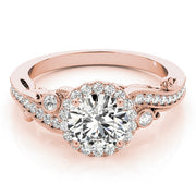 14K Rose Gold 1 1/3 ct tw Halo Diamond Engagement Ring