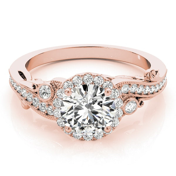 14K Rose Gold 1 1/3 ct tw Halo Diamond Engagement Ring
