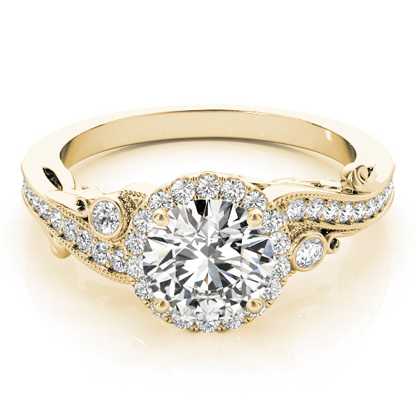 14K Yellow Gold 1 1/3 ct tw Halo Diamond Engagement Ring