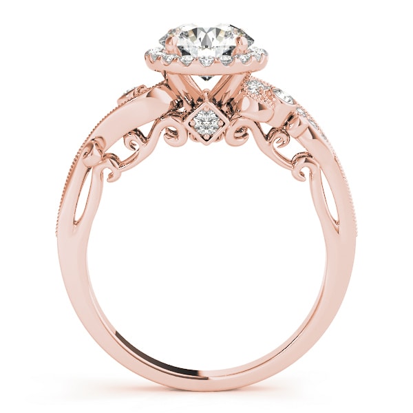 14K Rose Gold 1 1/3 ct tw Halo Diamond Engagement Ring