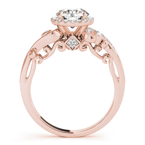 18K Rose Gold 1 1/3 ct tw Halo Diamond Engagement Ring