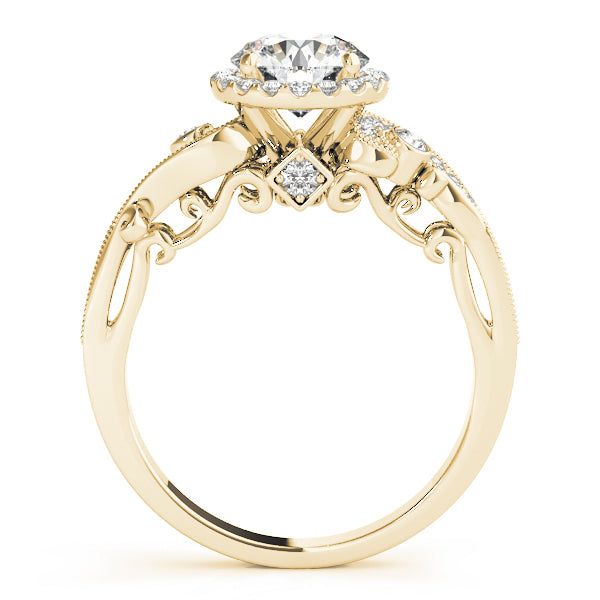 18K Yellow Gold 1 1/3 ct tw Halo Diamond Engagement Ring