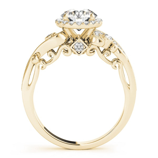 18K Yellow Gold 1 1/3 ct tw Halo Diamond Engagement Ring