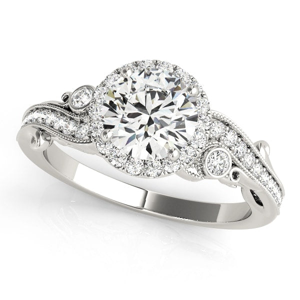 Platinum 1 1/3 ct tw Halo Diamond Engagement Ring