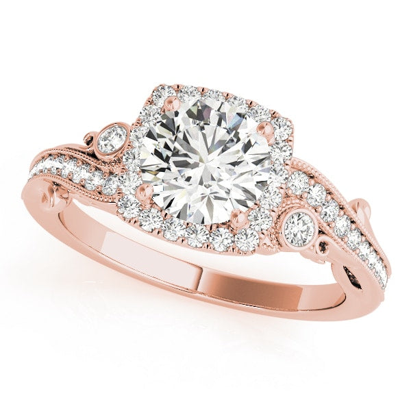 18K Rose Gold 1 1/3 ct tw Halo Diamond Engagement Ring