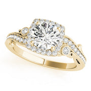 18K Yellow Gold 1 1/3 ct tw Halo Diamond Engagement Ring