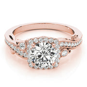 18K Rose Gold 1 1/3 ct tw Halo Diamond Engagement Ring