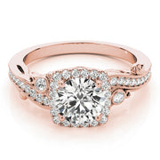 14K Rose Gold 1 1/3 ct tw Halo Diamond Engagement Ring