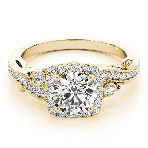 18K Yellow Gold 1 1/3 ct tw Halo Diamond Engagement Ring