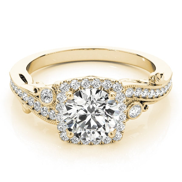 18K Yellow Gold 1 1/3 ct tw Halo Diamond Engagement Ring