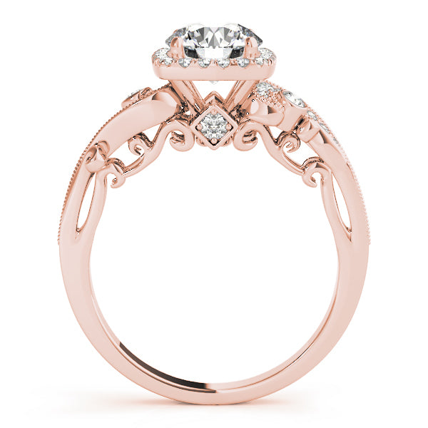 14K Rose Gold 1 1/3 ct tw Halo Diamond Engagement Ring