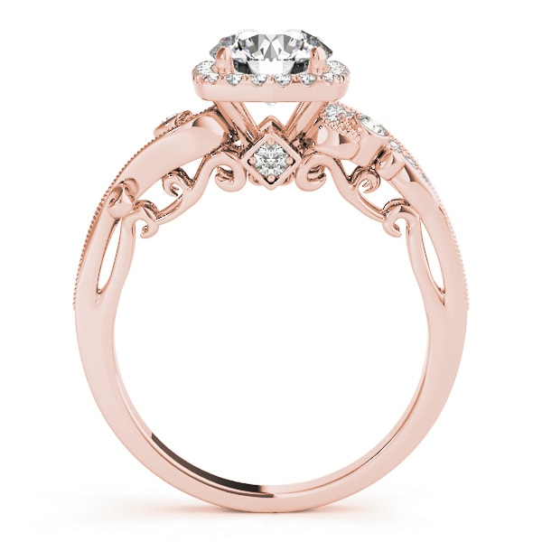 18K Rose Gold 1 1/3 ct tw Halo Diamond Engagement Ring