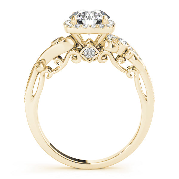 18K Yellow Gold 1 1/3 ct tw Halo Diamond Engagement Ring
