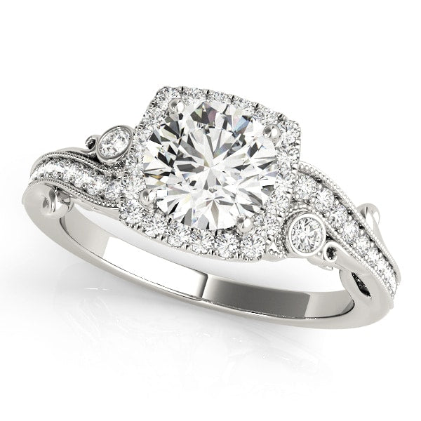 18K White Gold 1 1/3 ct tw Halo Diamond Engagement Ring