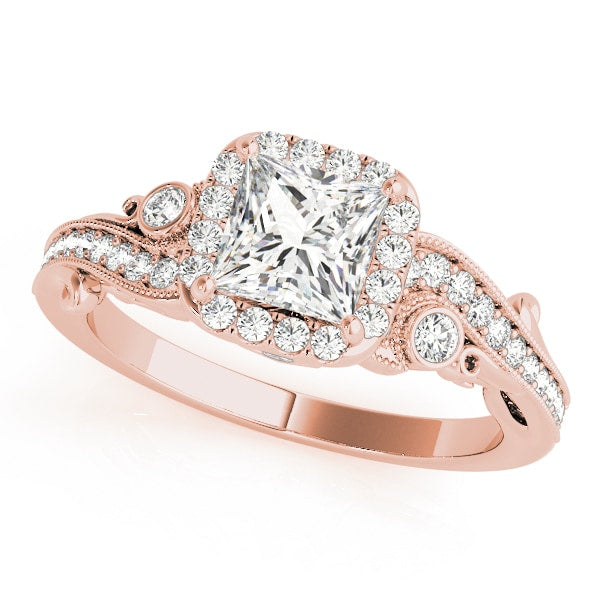 14K Rose Gold 1/2 ct tw Halo Diamond Engagement Ring