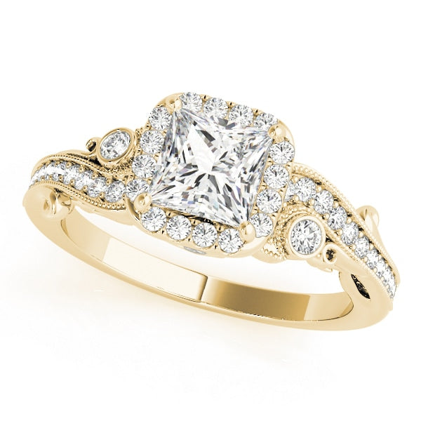 18K Yellow Gold 1/2 ct tw Halo Diamond Engagement Ring