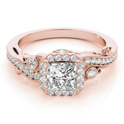 14K Rose Gold 1/2 ct tw Halo Diamond Engagement Ring