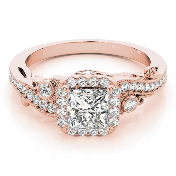 14K Rose Gold 1/2 ct tw Halo Diamond Engagement Ring