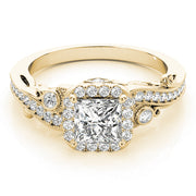 18K Yellow Gold 1/2 ct tw Halo Diamond Engagement Ring