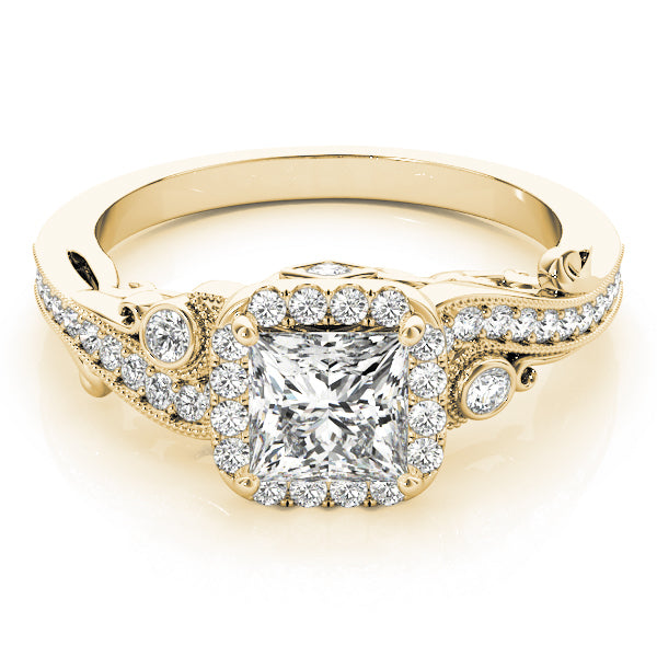 18K Yellow Gold 1/2 ct tw Halo Diamond Engagement Ring