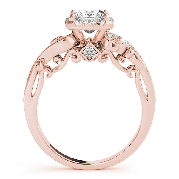 14K Rose Gold 1/2 ct tw Halo Diamond Engagement Ring