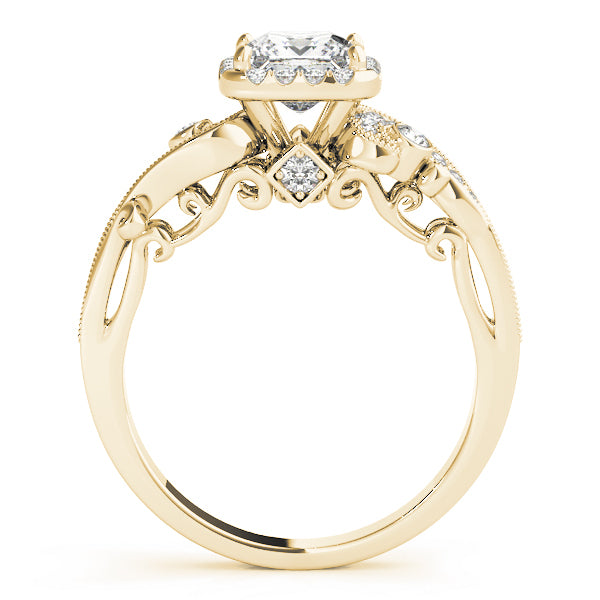 18K Yellow Gold 1/2 ct tw Halo Diamond Engagement Ring
