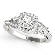 14K White Gold 1/2 ct tw Halo Diamond Engagement Ring