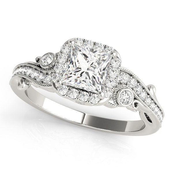 14K White Gold 1/2 ct tw Halo Diamond Engagement Ring
