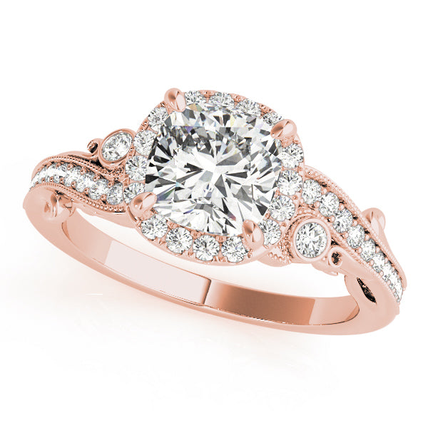 18K Rose Gold 1 1/4 ct tw Halo Diamond Engagement Ring