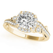 18K Yellow Gold 1 1/4 ct tw Halo Diamond Engagement Ring
