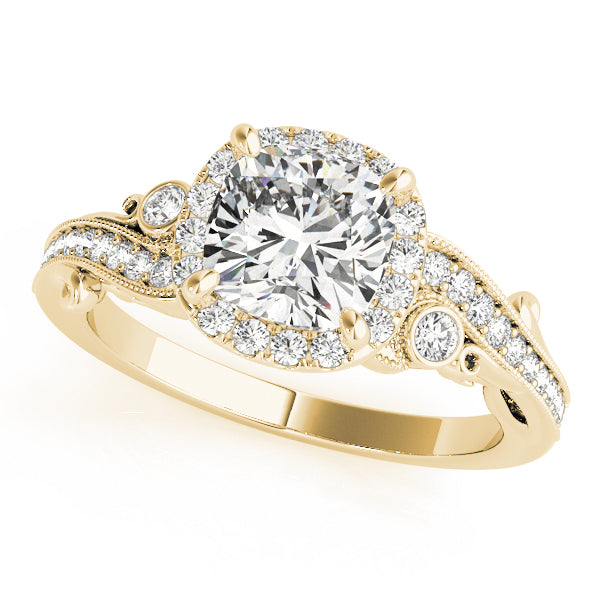 18K Yellow Gold 1 1/4 ct tw Halo Diamond Engagement Ring