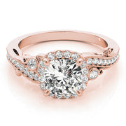 14K Rose Gold 1 1/4 ct tw Halo Diamond Engagement Ring