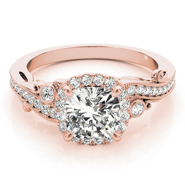 18K Rose Gold 1 1/4 ct tw Halo Diamond Engagement Ring
