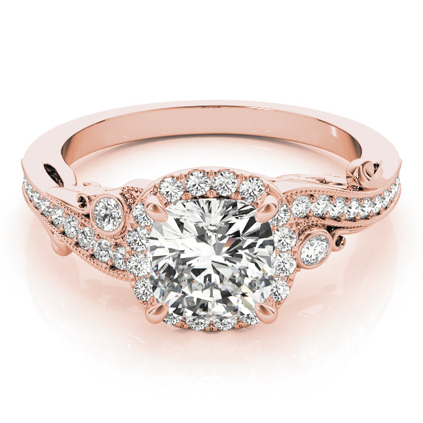 14K Rose Gold 1 1/4 ct tw Halo Diamond Engagement Ring