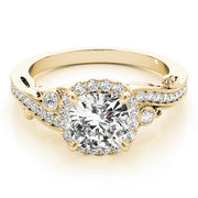 14K Yellow Gold 1 1/4 ct tw Halo Diamond Engagement Ring