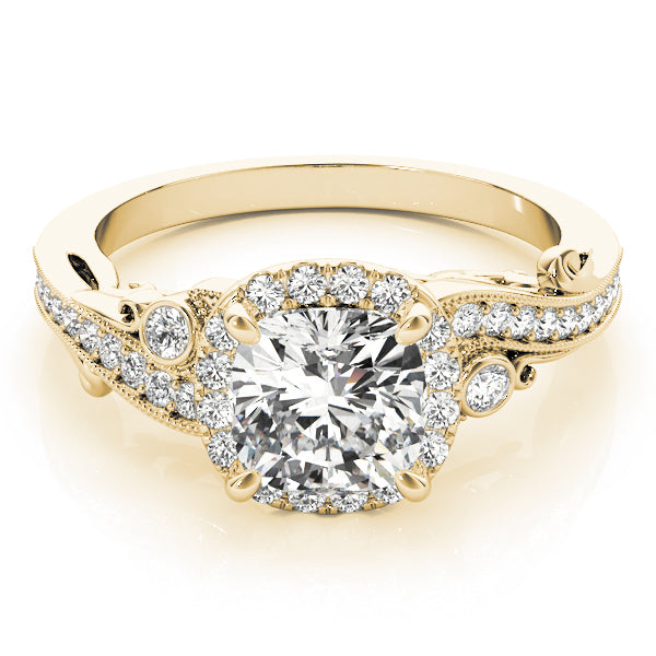 14K Yellow Gold 1 1/4 ct tw Halo Diamond Engagement Ring