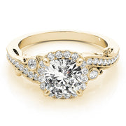 18K Yellow Gold 1 1/4 ct tw Halo Diamond Engagement Ring