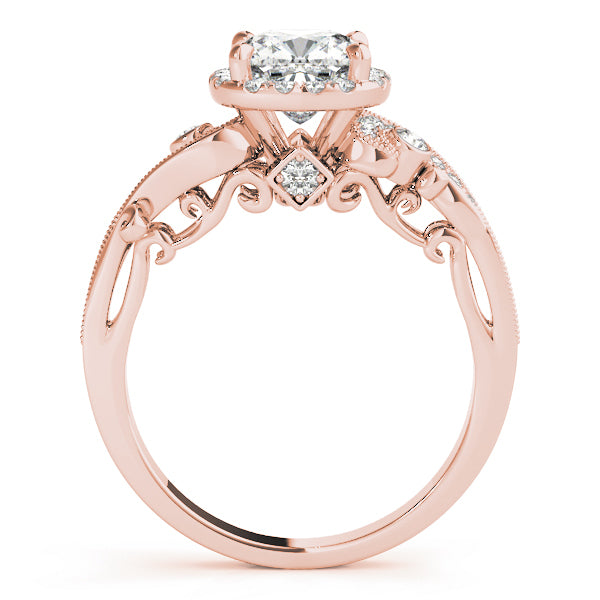14K Rose Gold 1 1/4 ct tw Halo Diamond Engagement Ring