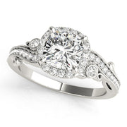 18K White Gold 1 1/4 ct tw Halo Diamond Engagement Ring