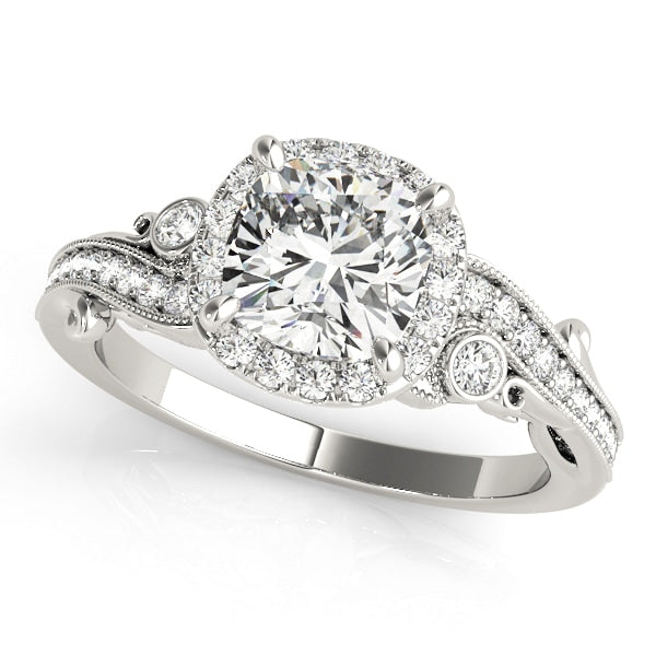 18K White Gold 1 1/4 ct tw Halo Diamond Engagement Ring