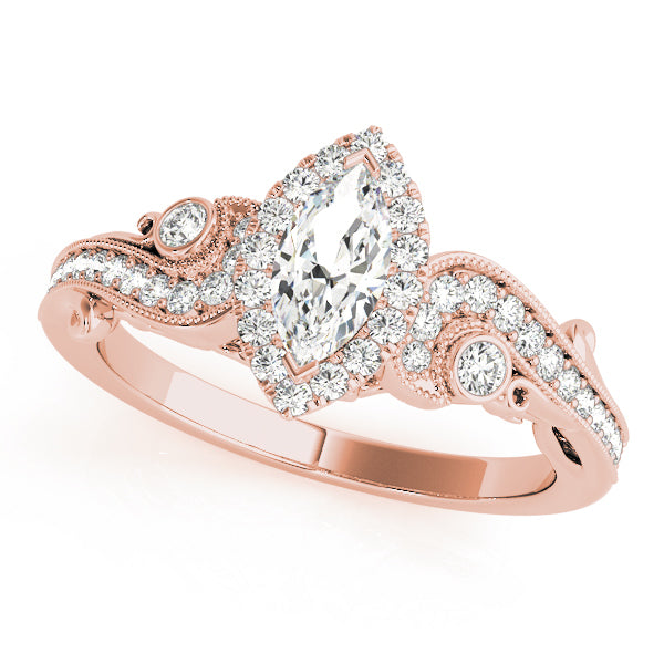 14K Rose Gold 1 1/3 ct tw Halo Diamond Engagement Ring