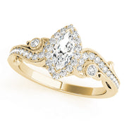 18K Yellow Gold 1 1/3 ct tw Halo Diamond Engagement Ring