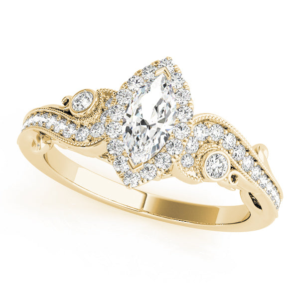 18K Yellow Gold 1 1/3 ct tw Halo Diamond Engagement Ring