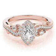 14K Rose Gold 1 1/3 ct tw Halo Diamond Engagement Ring
