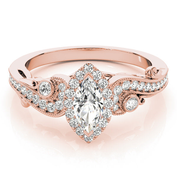 14K Rose Gold 1 1/3 ct tw Halo Diamond Engagement Ring