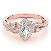 14K Rose Gold 1 1/3 ct tw Halo Diamond Engagement Ring