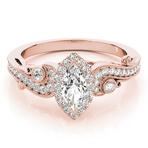 14K Rose Gold 1 1/3 ct tw Halo Diamond Engagement Ring